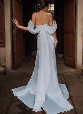 Stylish Long Off-The-Shoulder Satin Mermaid Wedding Dresses